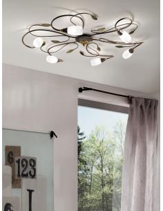 EGLO 90697 - GERBERA 1 Living Room Lamp in antique brown steel, gold and satin glass 2