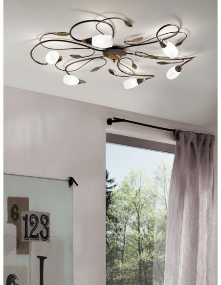 EGLO 90697 - GERBERA 1 Ceiling lamp in Steel and Satin Glass