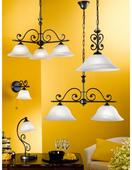 EGLO 91004 - MURCIA Hanging lamp in Steel and Alabaster Glass