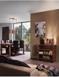 EGLO 91012 - MONGU Wooden pendant lamp in brown steel and raffia, glass 2