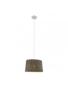 EGLO 33047 - DOVENBY Wooden Pendant Lamp in White Steel and Wood