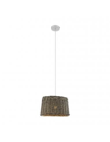 EGLO 33047 - DOVENBY Wooden Pendant Lamp in White Steel and Wood
