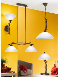 EGLO 91433 - VINOVO Dark Brown Steel and Alabaster Glass Pendant Lamp 2