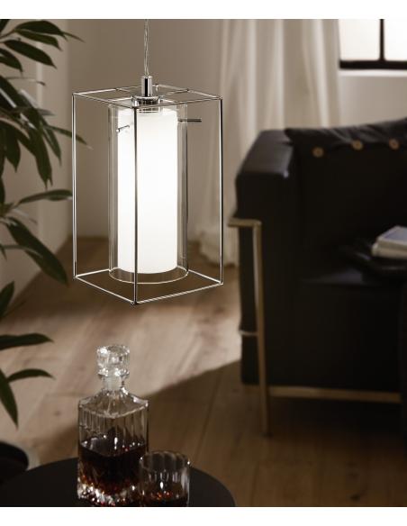 EGLO 94377 - LONCINO 1 Pendant lamp in Steel and Glass, satin glass