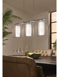 EGLO 94378 - LONCINO 1 Lámpara colgante de Cristal en Acero cromo y Vidrio, vidrio satinado 2