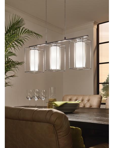 EGLO 94378 - LONCINO 1 Pendant lamp in Steel and Glass, satin glass