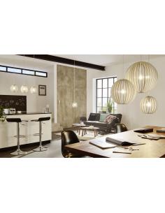 EGLO 94444 - COSSANO Wooden Pendant Lamp in White Steel and Wood 2