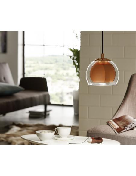 EGLO 94589 - ROCAMAR Pendant lamp in Steel and Glass