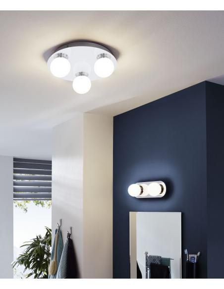 EGLO 94626 - MOSIANO Wall / ceiling lamp in Stainless steel and matte opaline glass