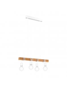EGLO 43704 - TOWNSHEND Wooden Pendant Lamp in White Steel and Wood