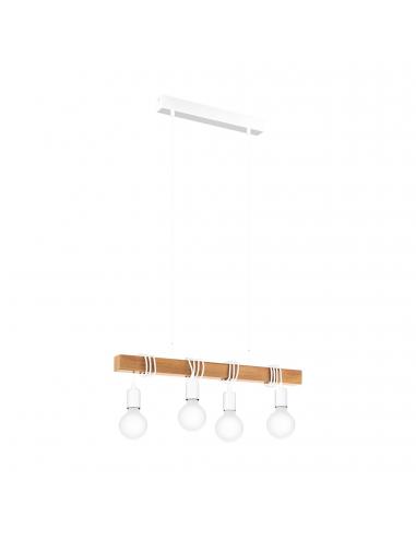 EGLO 43704 - TOWNSHEND Wooden Pendant Lamp in White Steel and Wood