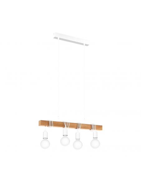 EGLO 43704 - TOWNSHEND Wooden Pendant Lamp in White Steel and Wood