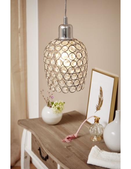 EGLO 94896 - BONARES 1 Pendant lamp in Steel and Steel, crystal