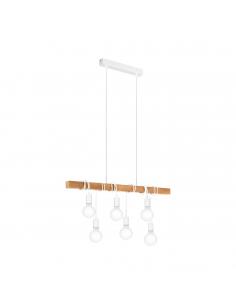 EGLO 43705 - TOWNSHEND Wooden Pendant Lamp in White Steel and Wood