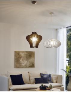 EGLO 95254 - COSSANO 2 Wooden Pendant Lamp in White Steel and Wood 2