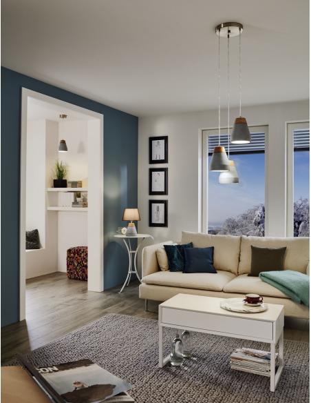 EGLO 95525 - TAREGA Pendant lamp in Steel and Wood, concrete