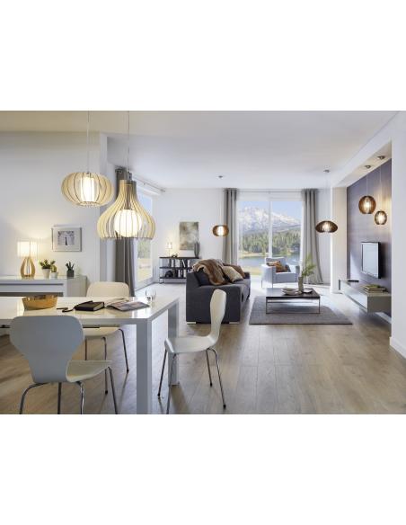 EGLO 95589 - STELLATO 3 Ceiling lamp in Steel and Wood, glass