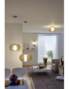 EGLO 95597 - STELLATO 1 Lamella ceiling light in Nickel-matte steel and Wood, glass 2