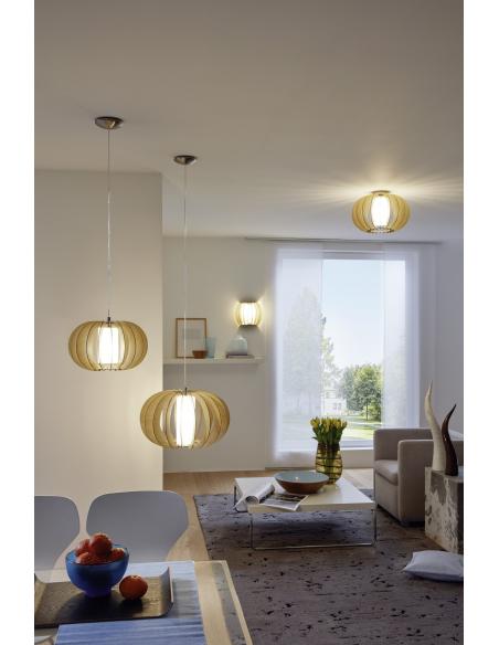 EGLO 95597 - STELLATO 1 Ceiling lamp in Steel and Wood, glass