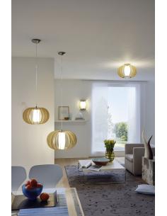 EGLO 95602 - STELLATO 1 Lamella Wall Light in White Steel and Wood, glass 2