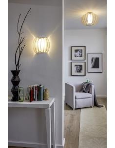 EGLO 95609 - STELLATO 2 Lamella Wall Light in White Steel and Wood, glass 2