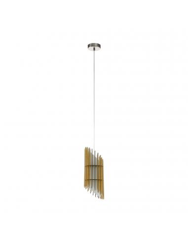 EGLO 33548 - AGREDA Wooden Hanging Lamp in Nickel-matte Steel