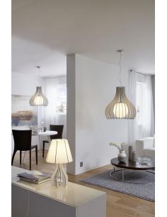 EGLO 96211 - TINDORI Wooden Pendant Lamp in Nickel-matte Steel and Wood, glass 2