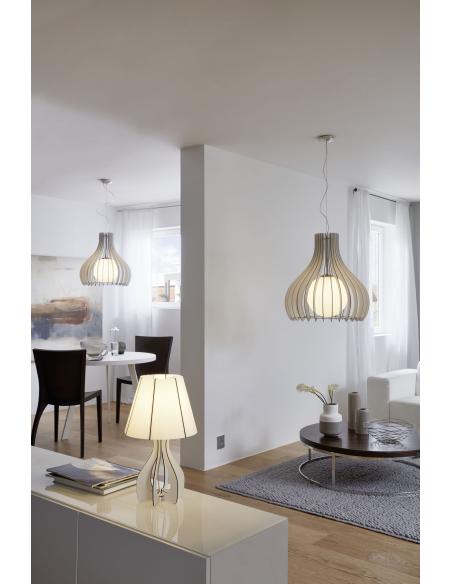 EGLO 96211 - TINDORI Lámpara colgante en Acero y Madera, vidrio