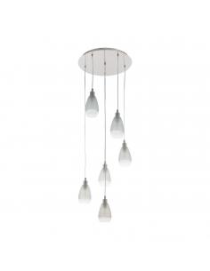 EGLO 39502 - SIRACUSA Crystal Pendant Lamp in Matte Nickel Steel and Satin Glass