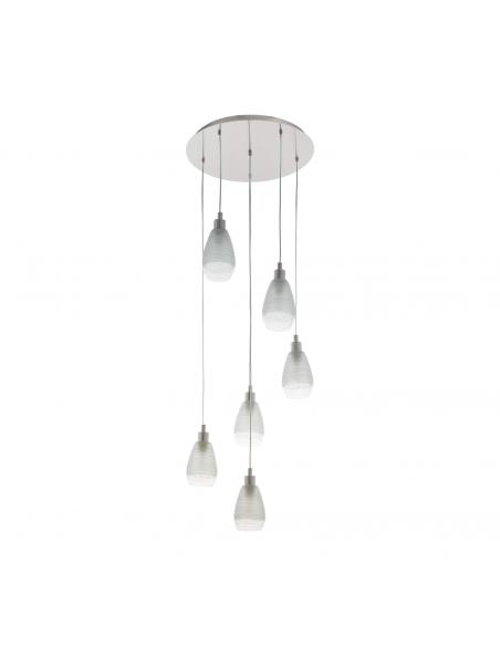 EGLO 39502 - SIRACUSA Crystal Pendant Lamp in Matte Nickel Steel and Satin Glass