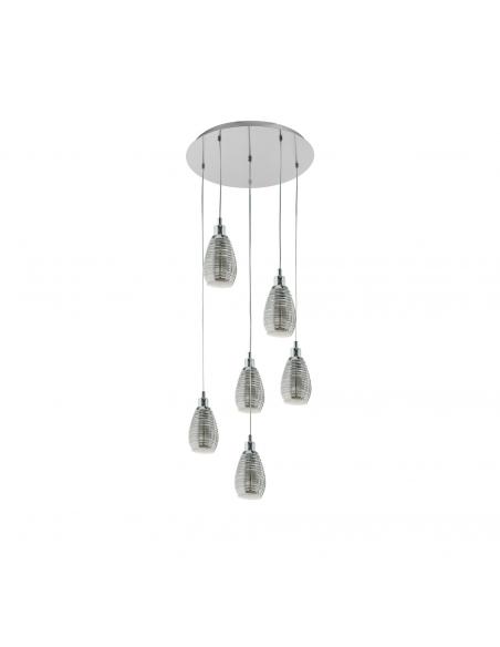 EGLO 39505 - SIRACUSA Crystal Pendant Lamp in Chrome Steel and Tinted Glass