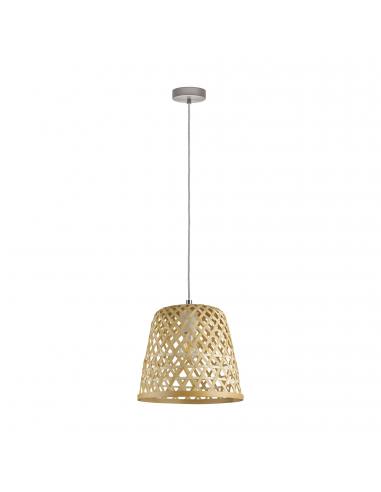 EGLO 43113 - KIRKCOLM Wooden pendant lamp in matte nickel steel and wood