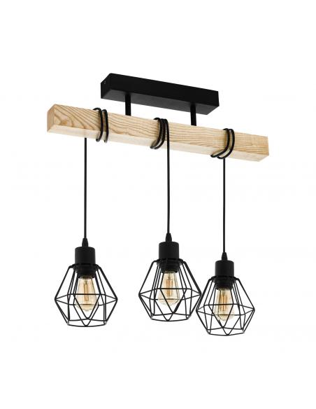 EGLO 44074 - TOWNSHEND 5 Living Room Lamp in Steel, black wood, brown