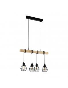 Lámpara colgante 4 luces acero y madera - Eglo Townshend5