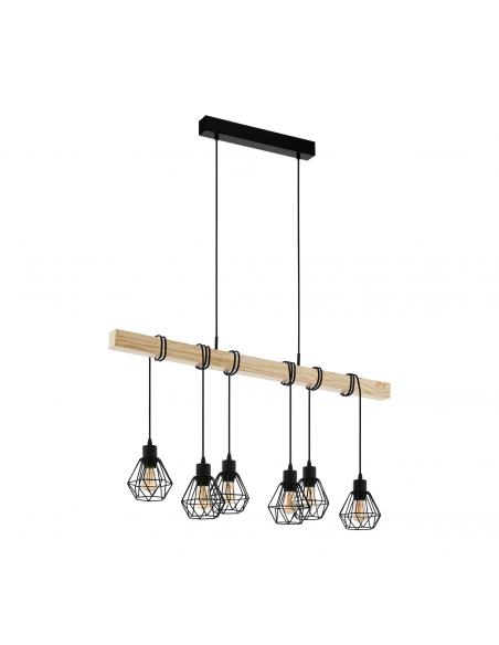 EGLO 44076 - TOWNSHEND 5 Wooden pendant lamp in Steel, black wood, brown