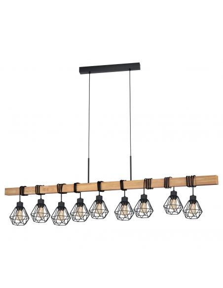 EGLO 44077 - TOWNSHEND 5 Hanging Lamp in Wood in Steel, black wood, brown