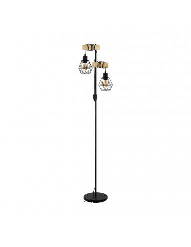 EGLO 44081 - TOWNSHEND 5 Living Room Lamp in Steel, black wood, brown