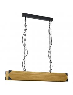 EGLO 43159 - HARBOROUGH Wooden Pendant Lamp in Black Steel and Wood