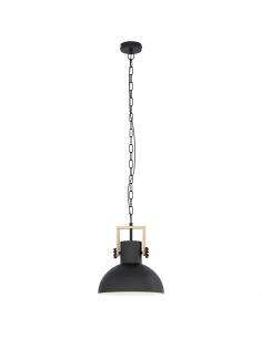 EGLO 43162 - LUBENHAM Lámpara colgante de Madera en Acero, madera negro, marrón