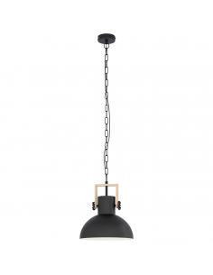 EGLO 44056 - LUBENHAM Wooden pendant lamp in Steel, black wood, brown