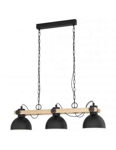 EGLO 43992 - LUBENHAM Hanging Lamp made of Wood in Steel, black wood, brown