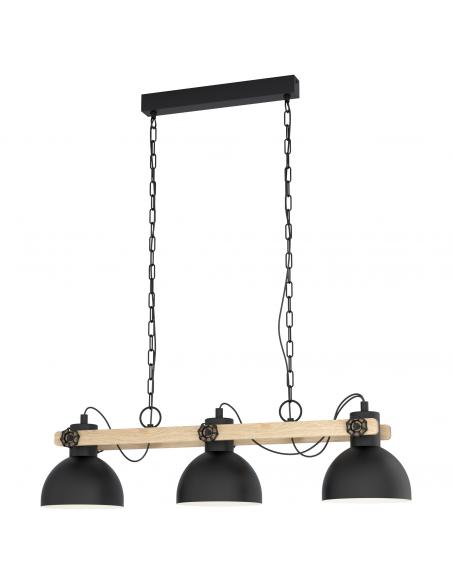 EGLO 43992 - LUBENHAM Hanging Lamp made of Wood in Steel, black wood, brown