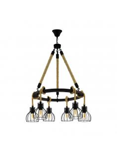 EGLO 43194 - RAMPSIDE Hanging Lamp in Wood in Steel, black wood, brown