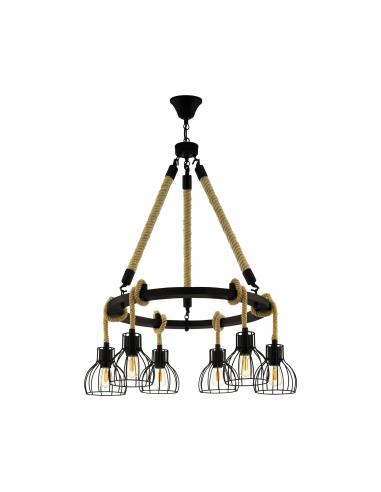 EGLO 43194 - RAMPSIDE Hanging Lamp in Wood in Steel, black wood, brown