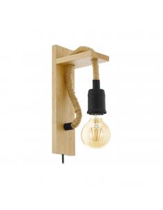 EGLO 43197 - RAMPSIDE Lámpara de Salón en Acero, madera negro, marrón