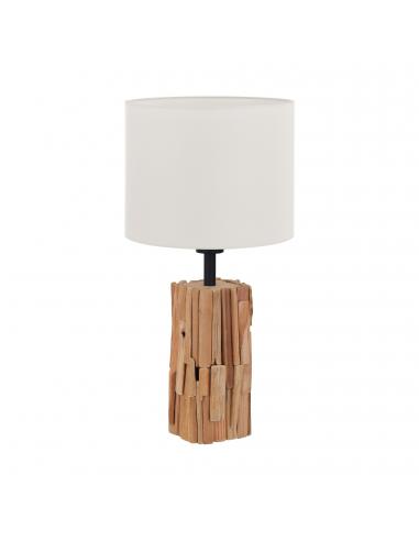 EGLO 43212 - PORTISHEAD Fabric Lamp in Wood, natural steel, black and Textile, linen