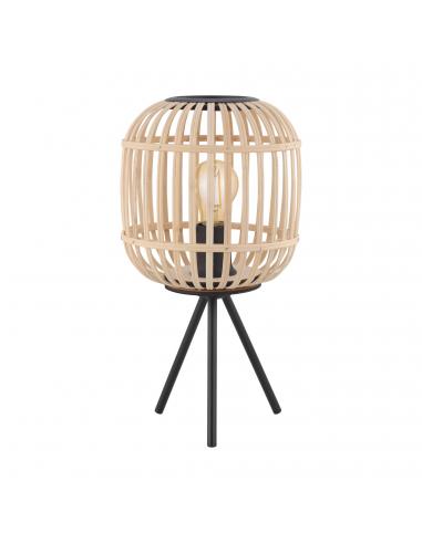 EGLO 43218 - BORDESLEY Living Room Lamp in Black Steel and Wood