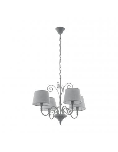 EGLO 43233 - CAPOSILE 1 Hanging Lamp made of Wood in Wood, gray steel and Textile, linen