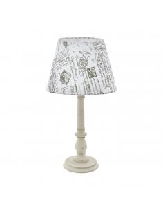EGLO 43242 - LARACHE 1 Fabric Lamp in white-patina wood and printed textile