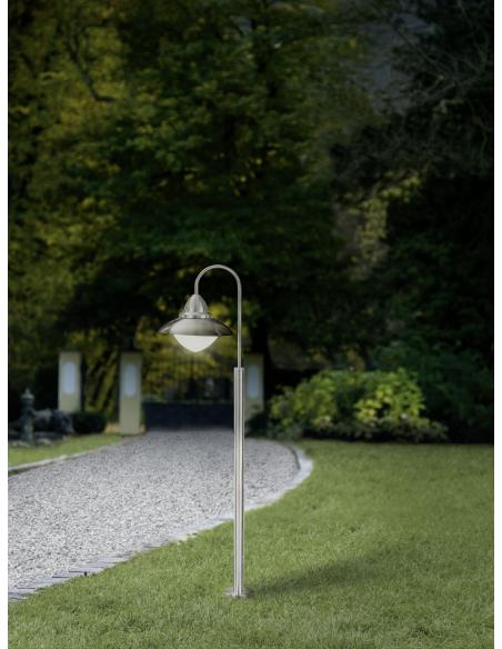 EGLO 83969 - SIDNEY Floor lamp in Stainless steel and matte opaline glass